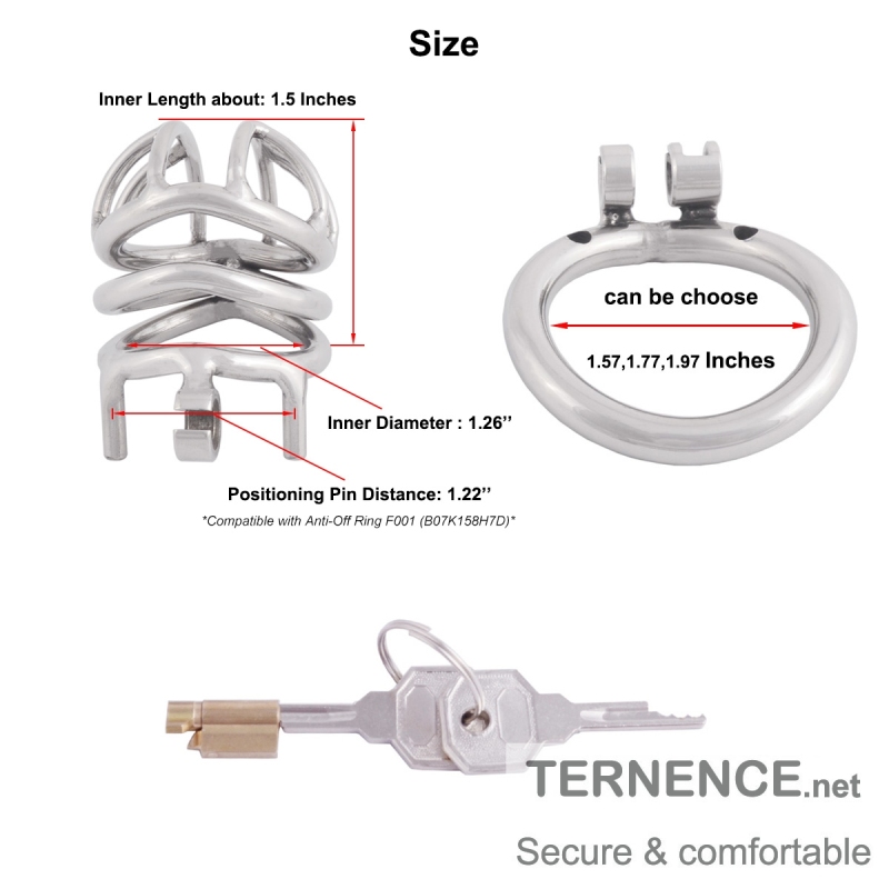 TERNENCE Stainless Steel Small Male Chastity Device Ergonomic Design Stealth Lock for Adults Solitary Extreme Confinement Cage