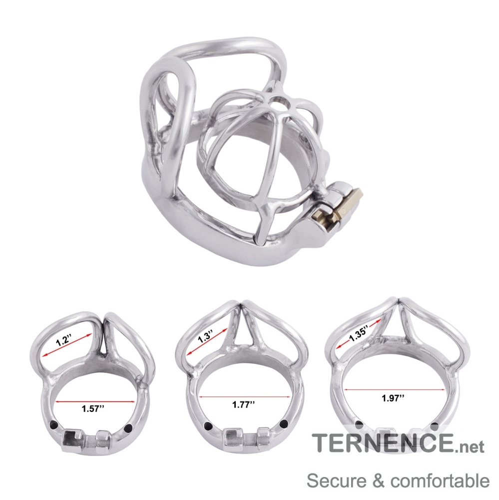 TERNENCE Small Chastity Devices Stainless Steel Men Cock Cage with Ergonomic Design Splitter Base Ring for Men Adult Game Sex Toy