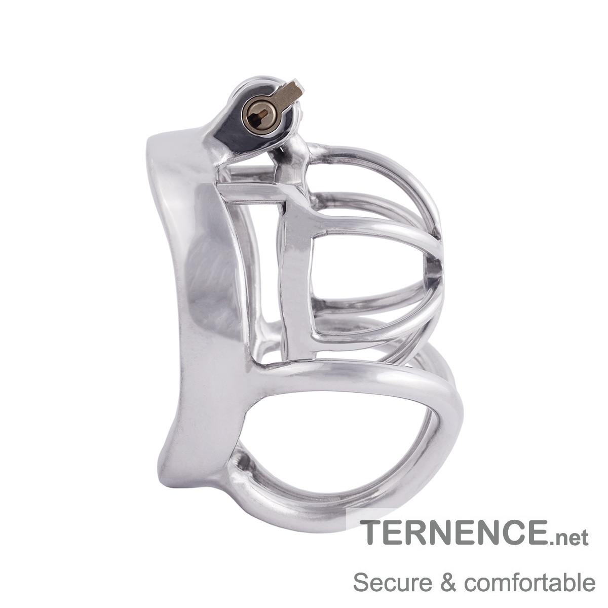 TERNENCE Small Chastity Devices Stainless Steel Men Cock Cage with Ergonomic Design Splitter Base Ring for Men Adult Game Sex Toy