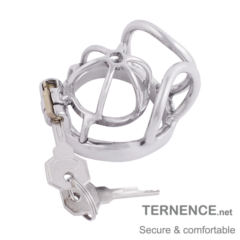 TERNENCE Small Chastity Devices Stainless Steel Men Cock Cage with Ergonomic Design Splitter Base Ring for Men Adult Game Sex Toy