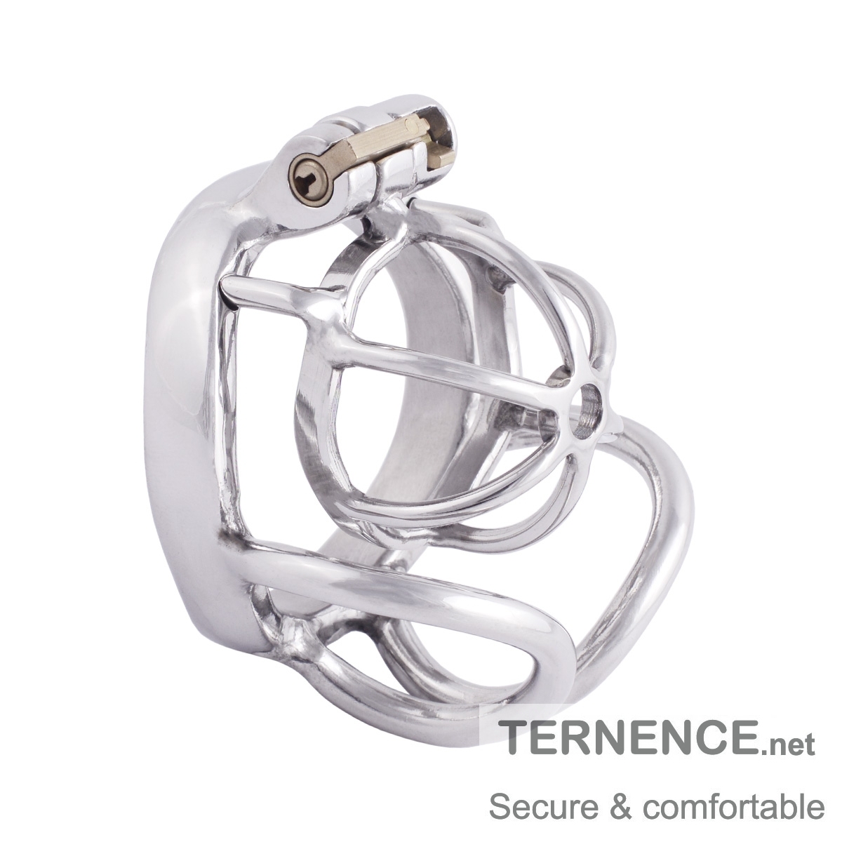 TERNENCE Small Chastity Devices Stainless Steel Men Cock Cage with Ergonomic Design Splitter Base Ring for Men Adult Game Sex Toy