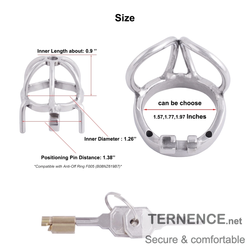 TERNENCE Small Chastity Devices Stainless Steel Men Cock Cage with Ergonomic Design Splitter Base Ring for Men Adult Game Sex Toy