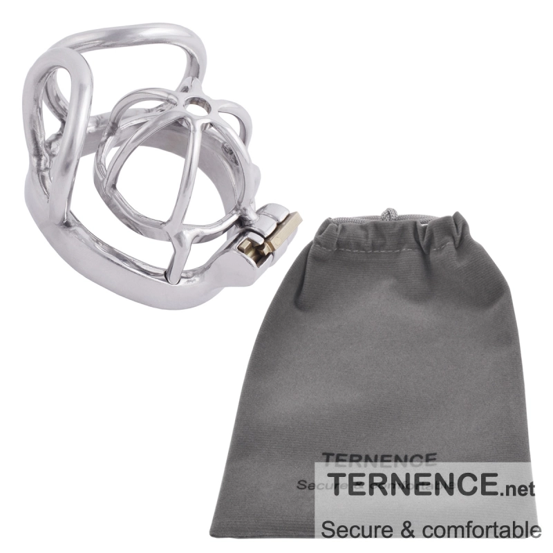 TERNENCE Small Chastity Devices Stainless Steel Men Cock Cage with Ergonomic Design Splitter Base Ring for Men Adult Game Sex Toy