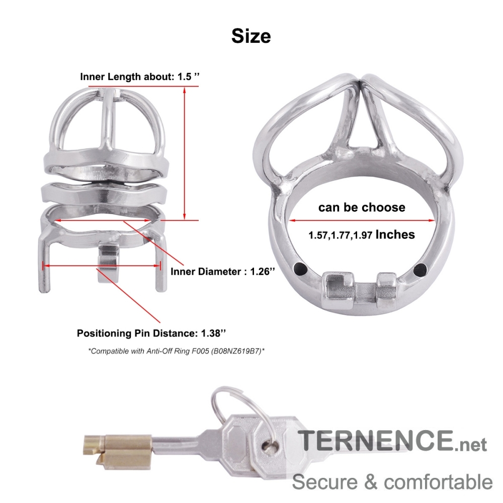 TERNENCE Male Cock Cage Stainless Steel Chastity Device, Comfortable Male Cock Cage Adult Game Sex Toy