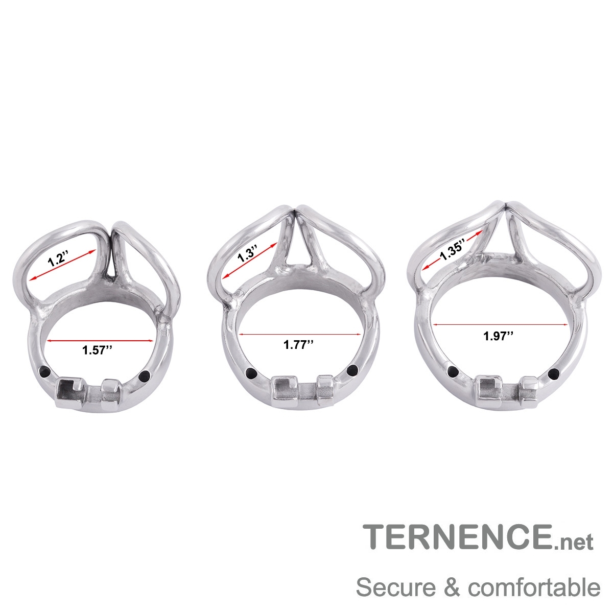 TERNENCE Male Chastity Device Base Ring Ergonomic Design Stainless Steel Cock Cage Closed Ring with Scrotal Splitter