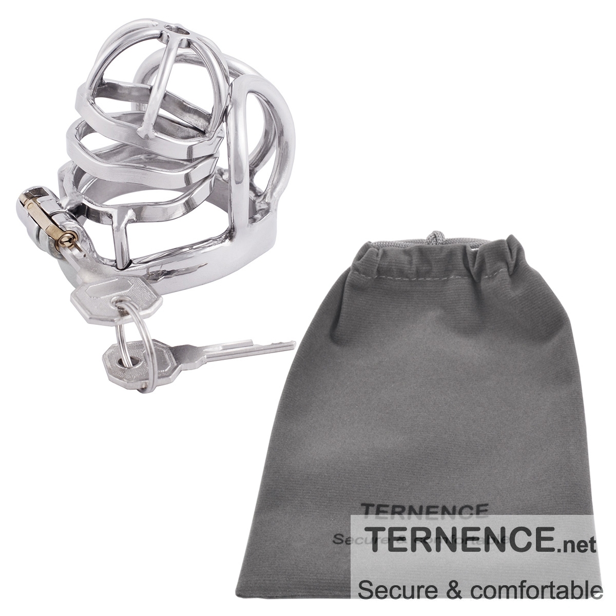 TERNENCE Male Cock Cage Stainless Steel Chastity Device, Comfortable Male Cock Cage Adult Game Sex Toy