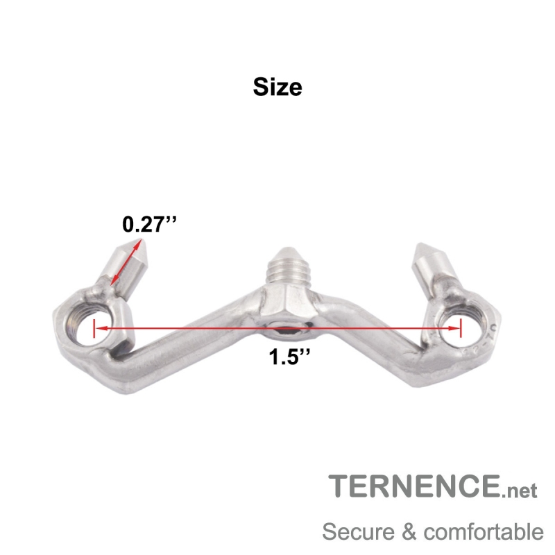 TERNENCE Men's Virginity Lock Belt Male Chastity Cock Cage Anti-Off Ring (Cage Two Dowel pins Distance: 38mm / 1.50 Inches)