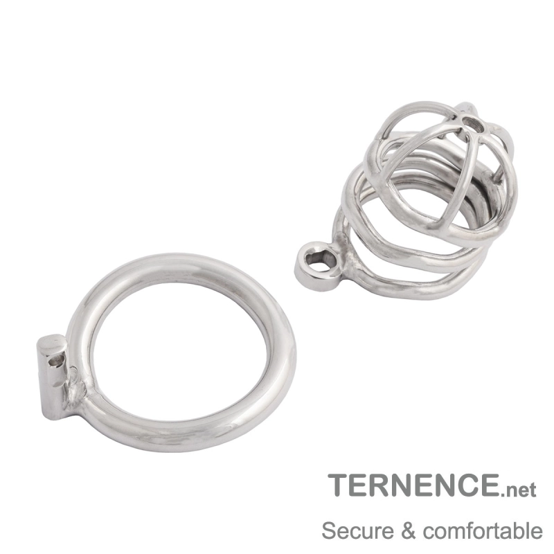 TERNENCE Male Chastity Device Hypoallergenic Stainless Steel Cock Cage Penis Ring Virginity Lock Chastity Belt with Padlock for Adult Game Sex Toy