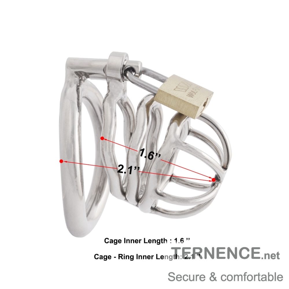TERNENCE Male Chastity Device Hypoallergenic Stainless Steel Cock Cage Penis Ring Virginity Lock Chastity Belt with Padlock for Adult Game Sex Toy