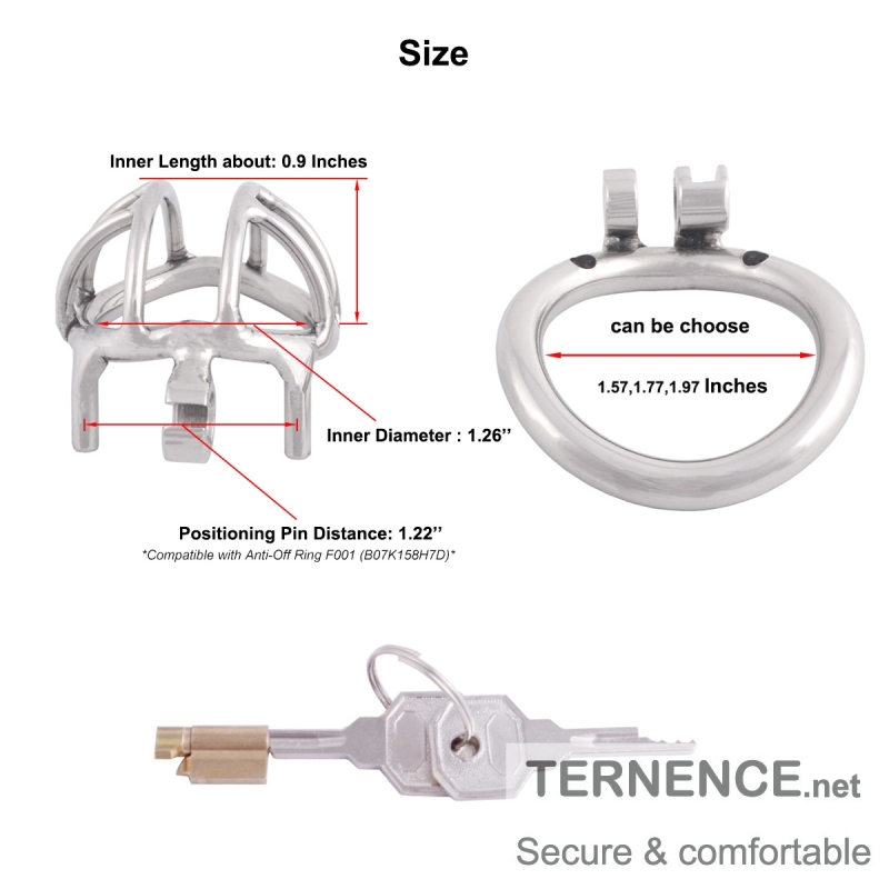 TERNENCE Chastity Device 304 Stainless Steel Ergonomic Design Cock Cage for Closed Ring (only cages do not include rings and locks)