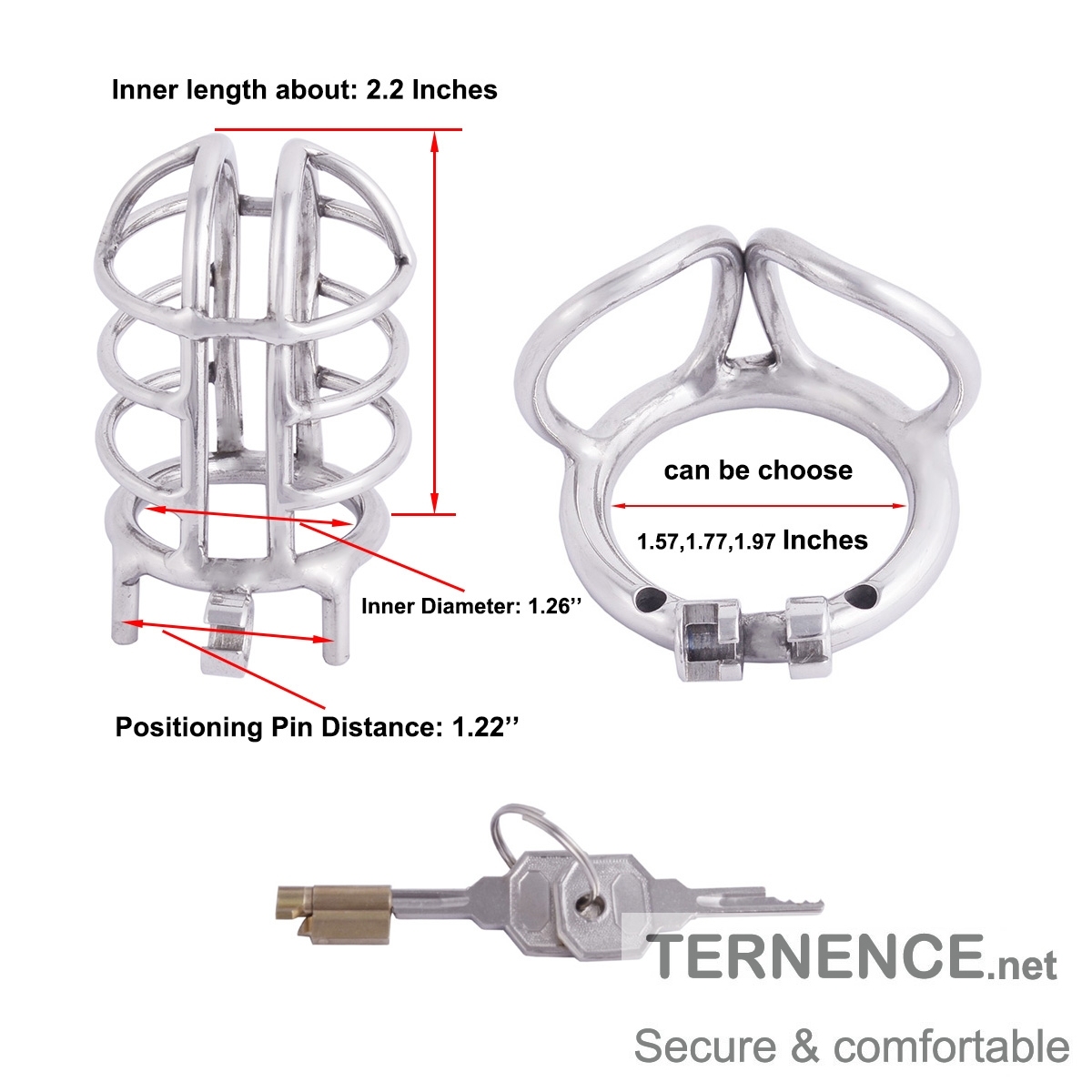 TERNENCE Metal Male Chastity Device 304 Steel Stainless Cock Cage Closed Ring (only cages do not include rings and locks)