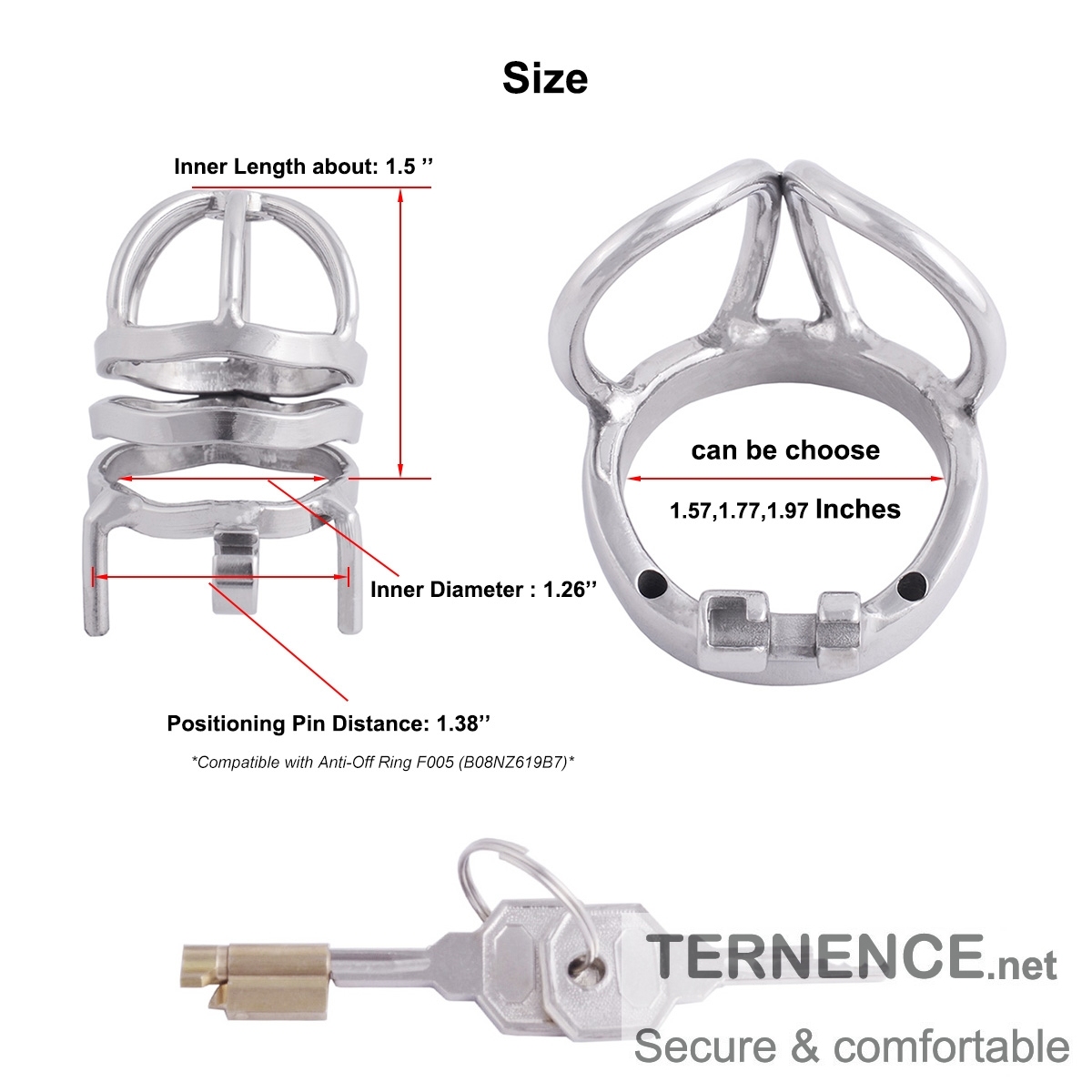 TERNENCE Male Cock Cage Stainless Steel Chastity Device ​Closed Ring (only cages do not include rings and locks)