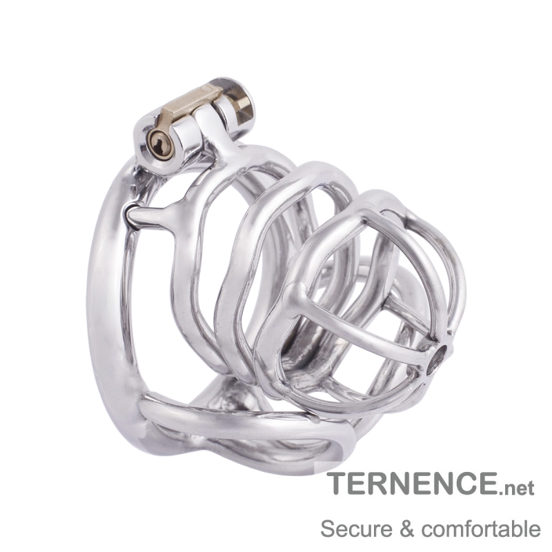 TERNENCE Steel Chastity Cage with Ergonomic Design Splitter Base Ring (only cages do not include rings and locks)