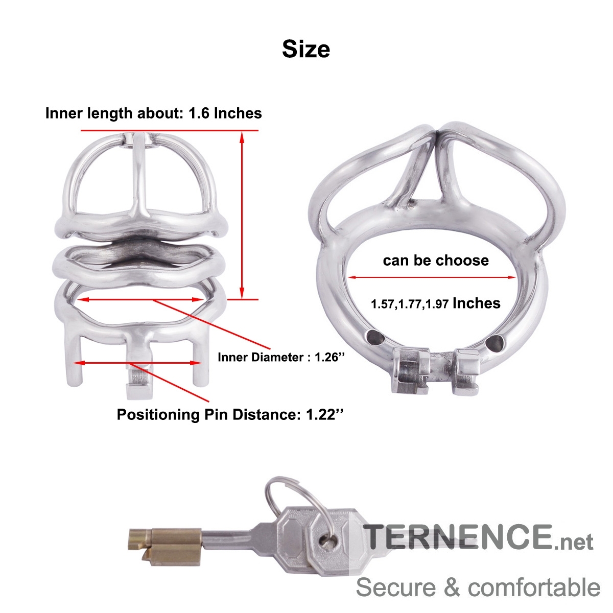 TERNENCE Steel Chastity Cage with Ergonomic Design Splitter Base Ring (only cages do not include rings and locks)
