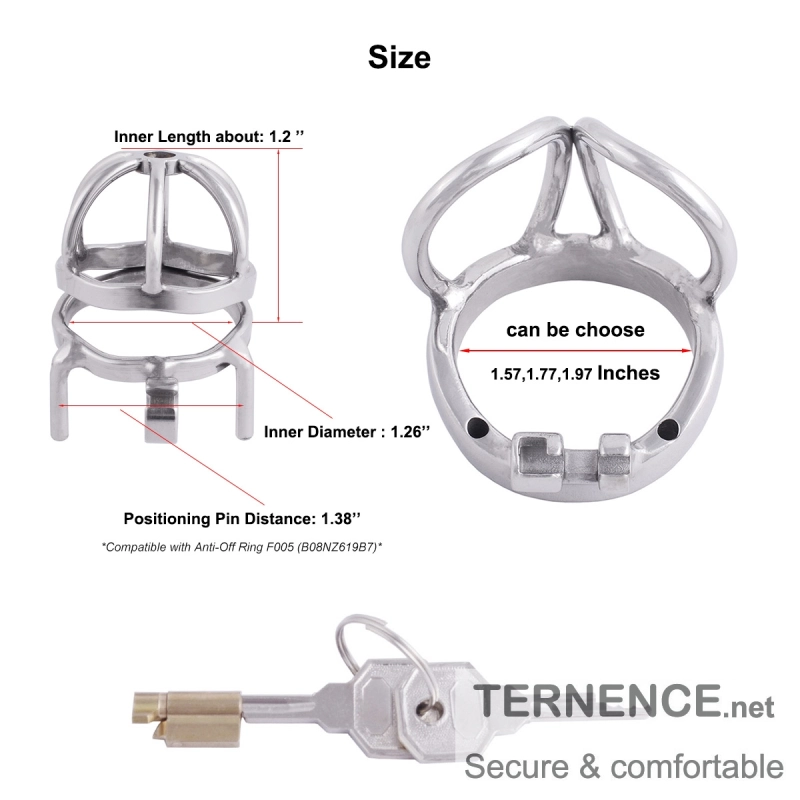 TERNENCE Male Cock Cage Chastity Device Stainless Steel Comfortable Ergonomic Design Closed Ring Cock Cage (only cages do not include rings and locks)