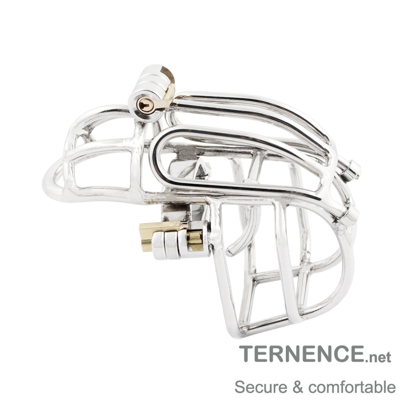 TERNENCE Male Chastity Device Stainless Steel Cock Cage Easy to Wear Male Virginity Lock Chastity Belt with PA Puncture