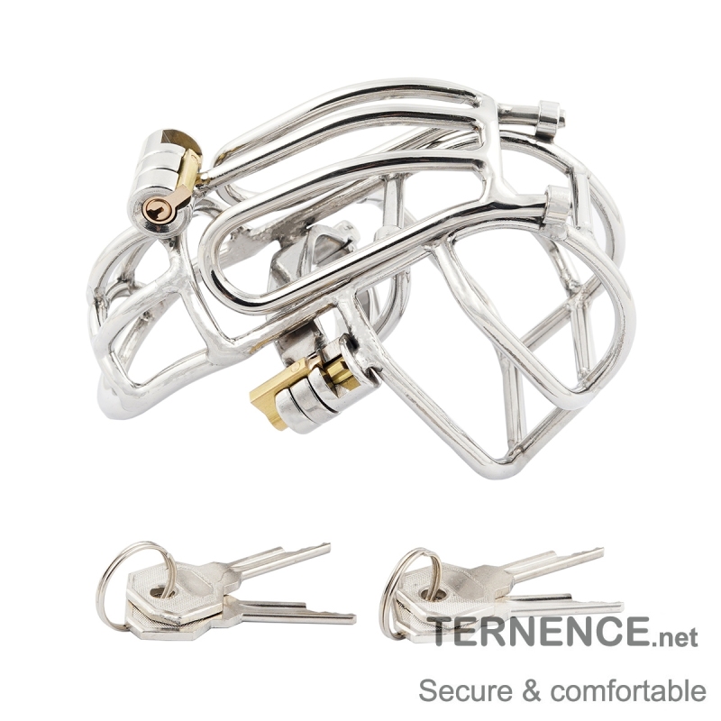 TERNENCE Male Chastity Device Stainless Steel Cock Cage Easy to Wear Male Virginity Lock Chastity Belt with PA Puncture