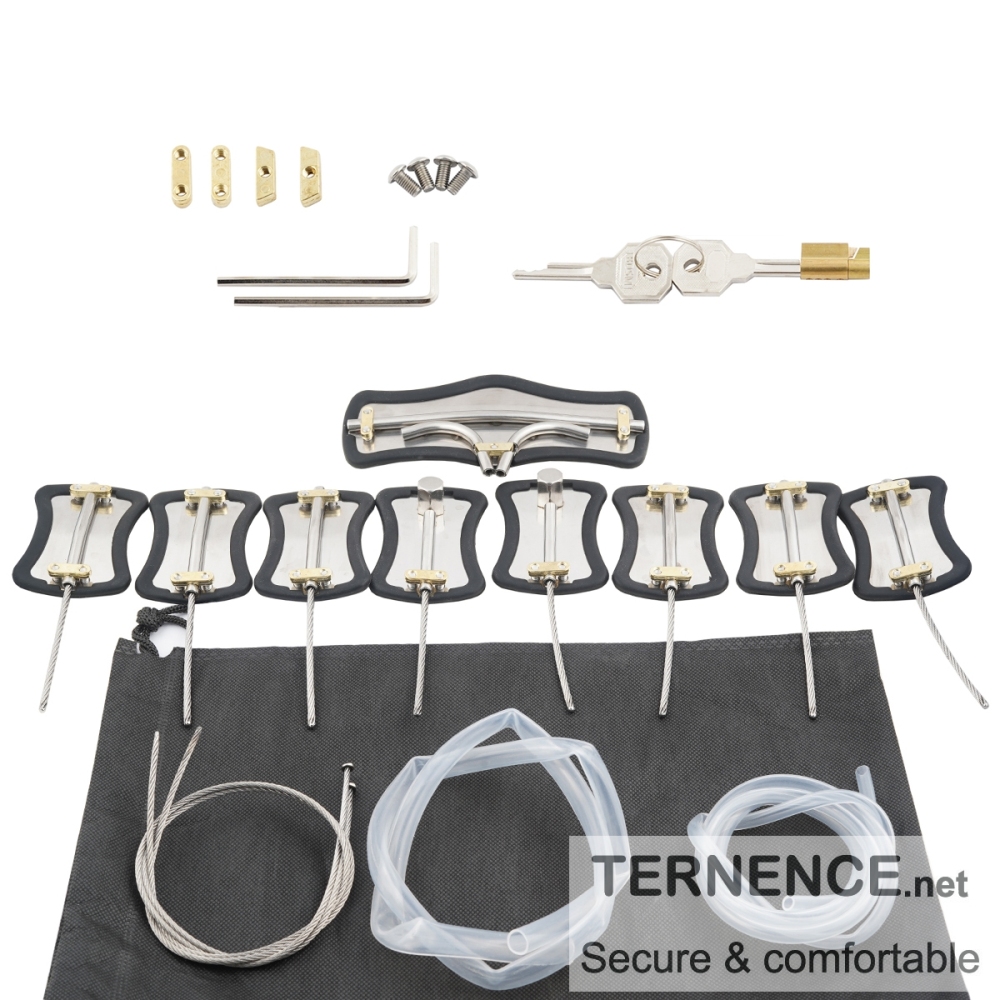 TERNENCE Metal Male Chastity Pants Stainless Steel Clip Cage Design Detachable Men's Virginity Lock T type Chastity Belt