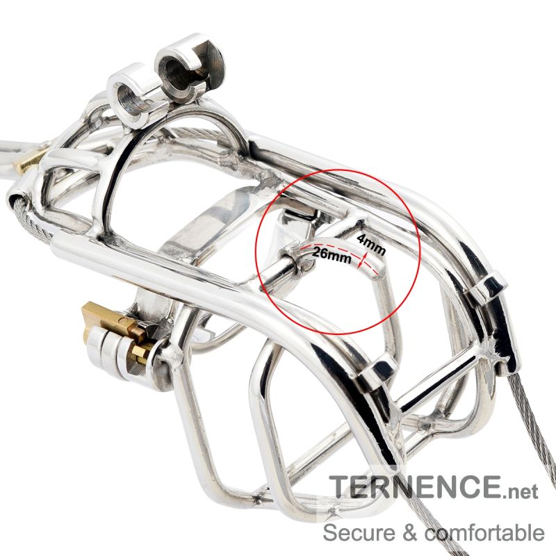 TERNENCE Metal Male Chastity Pants Device Stainless Steel Clip Cage Design Detachable Men's Virginity Lock T-type Chastity Belt with PA Puncture