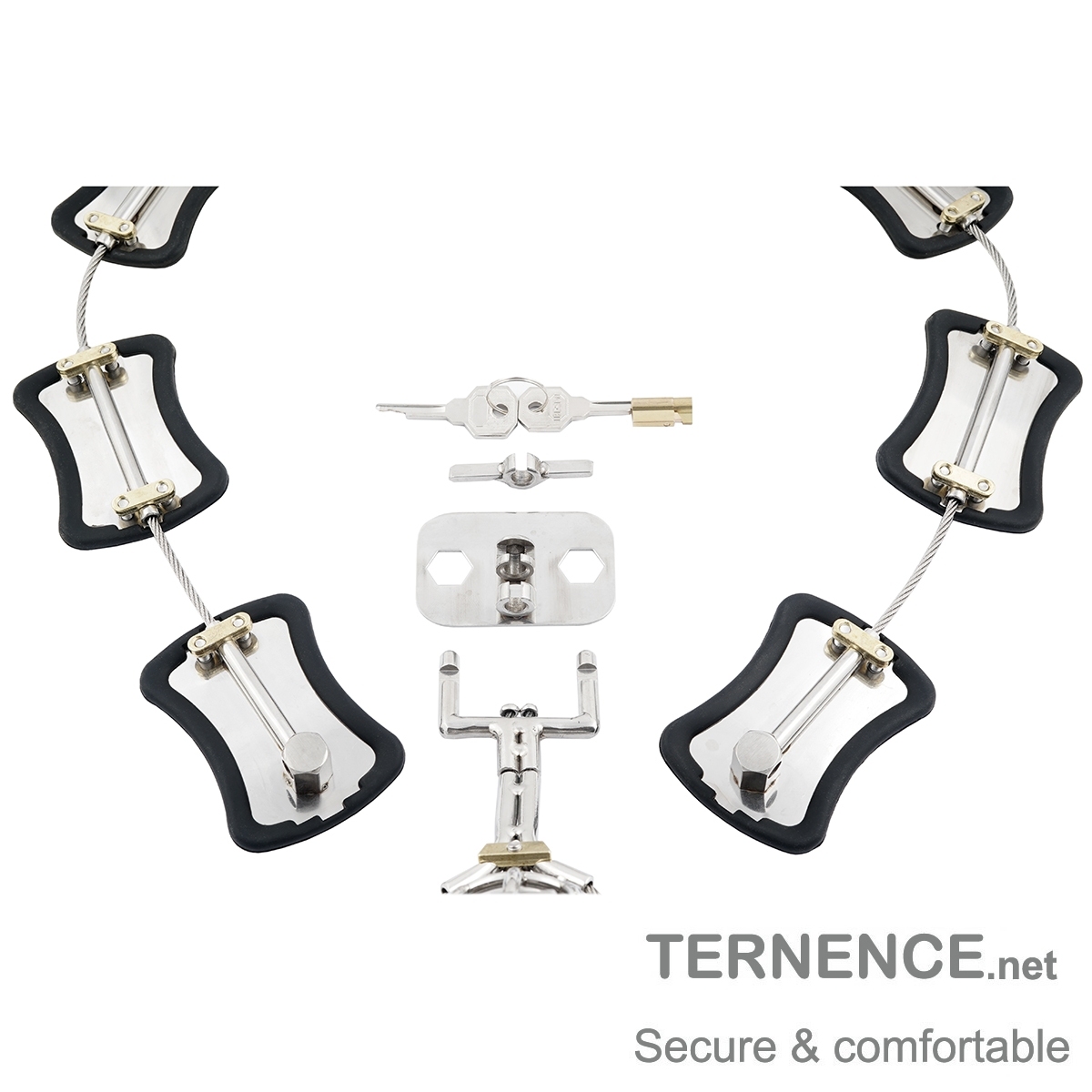 TERNENCE Metal Male Chastity Pants Device Stainless Steel Clip Cage Design Detachable Men's Virginity Lock T-type Chastity Belt with PA Puncture