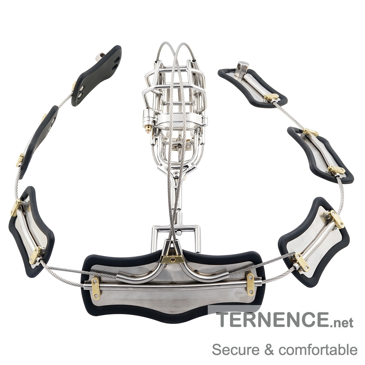 TERNENCE Metal Male Chastity Pants Device Stainless Steel Clip Cage Design Detachable Men's Virginity Lock T-type Chastity Belt with PA Puncture