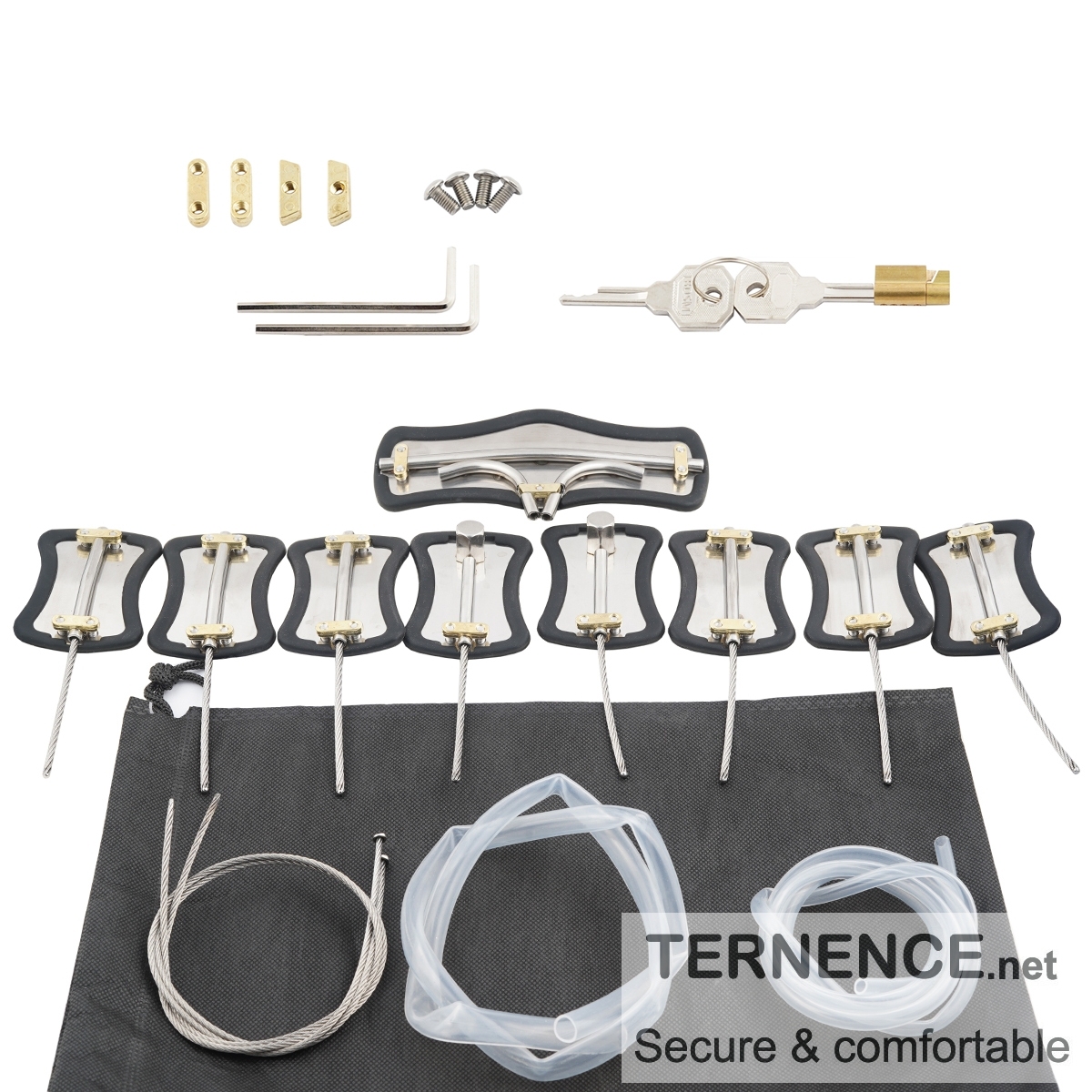 TERNENCE Metal Male Chastity Pants Device Stainless Steel Clip Cage Design Detachable Men's Virginity Lock T-type Chastity Belt with PA Puncture