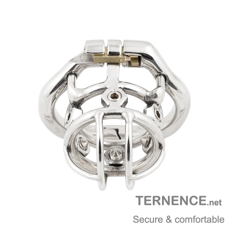 TERNENCE Male Spiked Chastity Device Stainless Steel Cock Cage Penis Ring Virginity Lock Chastity Belt