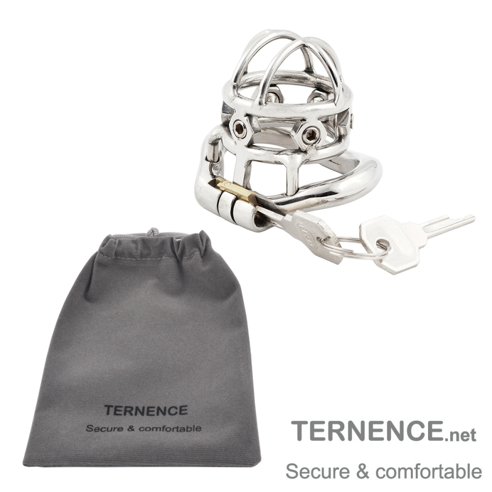 TERNENCE Male Spiked Chastity Device Stainless Steel Cock Cage Penis Ring Virginity Lock Chastity Belt