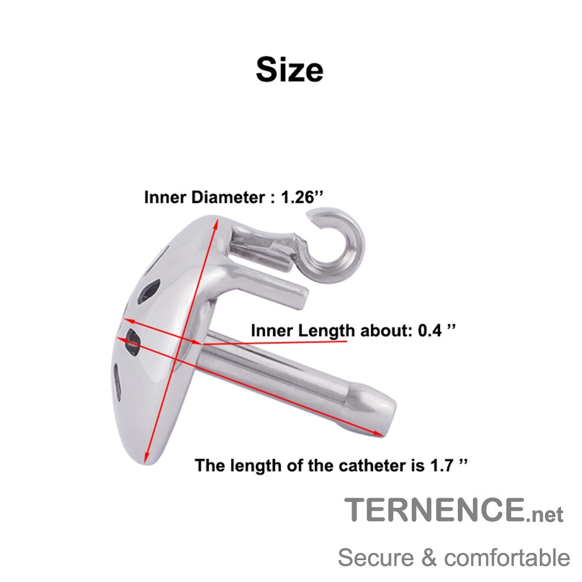 TERNENCE Mens Chastity Cages Hinged Ring Short Cage with Steel Urinary Catheter for Hinged Ring (only cages do not include rings and locks)