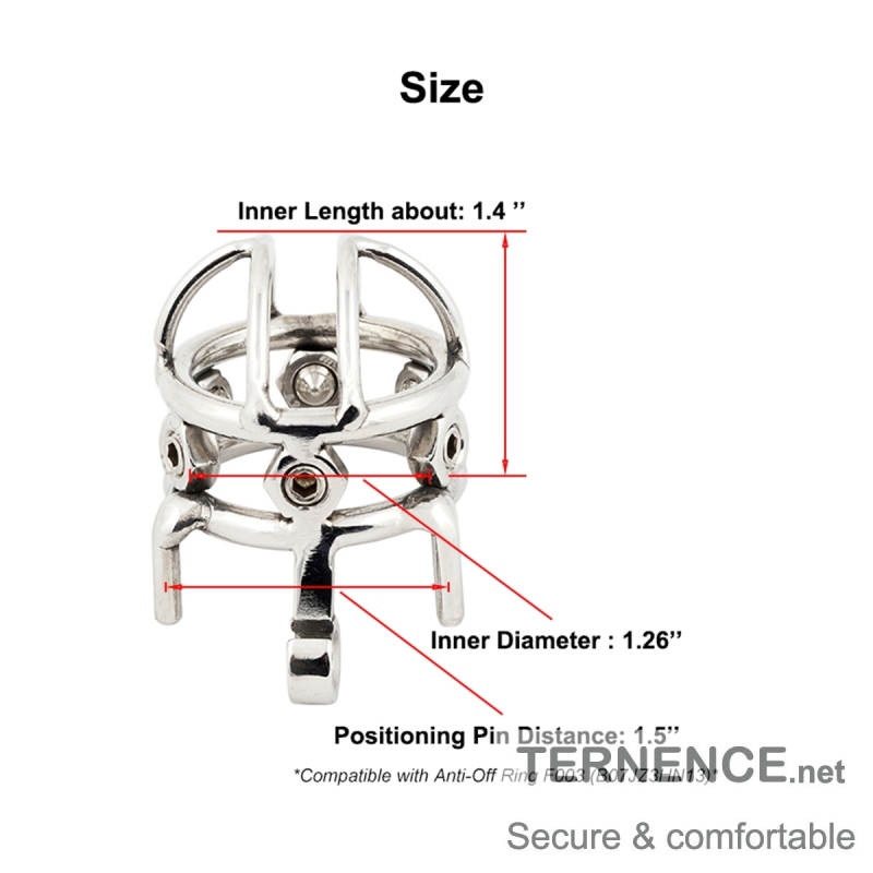 TERNENCE Male Spiked Chastity Device Stainless Steel Cock Cage for Hinged Ring (only cages do not include rings and locks)