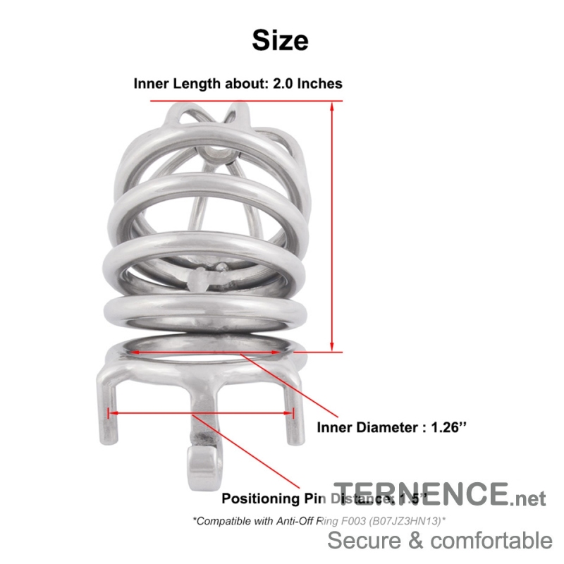 TERNENCE Comfortable Male Chastity Belt Ergonomic Design Long Cock Cage for Hinged Ring (only cages do not include rings and locks)