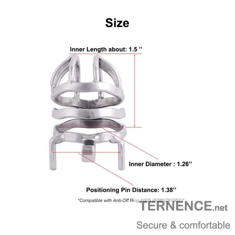 TERNENCE Chastity Cage Steel Stainless Penis cage with Ergonomic Design Splitter Base Ring (only cages do not include rings and locks)