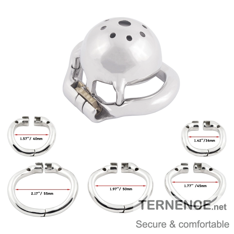 TERNENCE Small Male Chastity Locked Hypoallergenic Stainless Steel Cock Cage