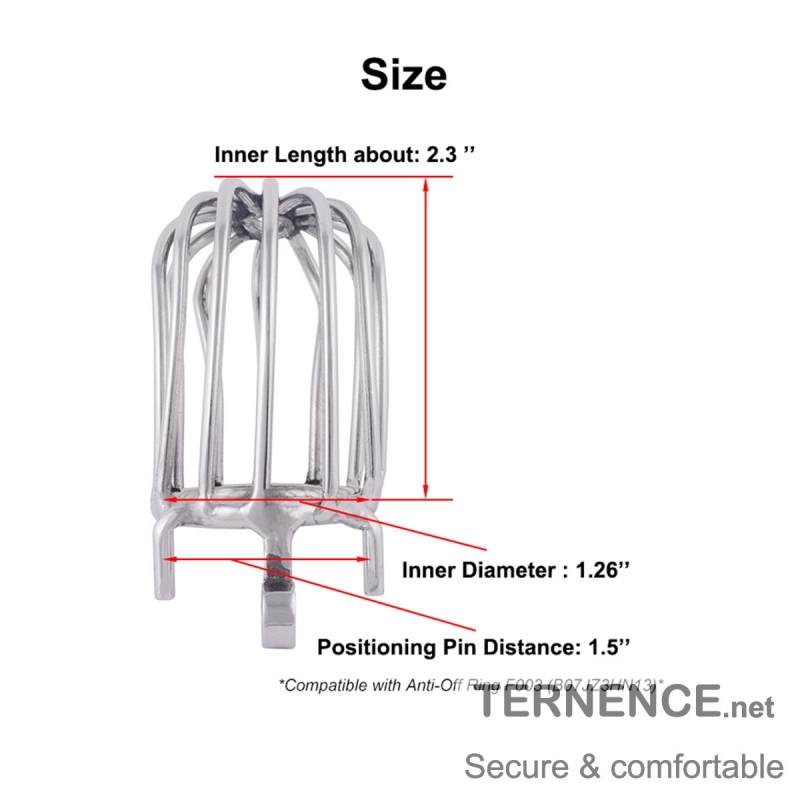 TERNENCE Long Section Chastity Lock Device for Hinged Ring (only cages do not include rings and locks)