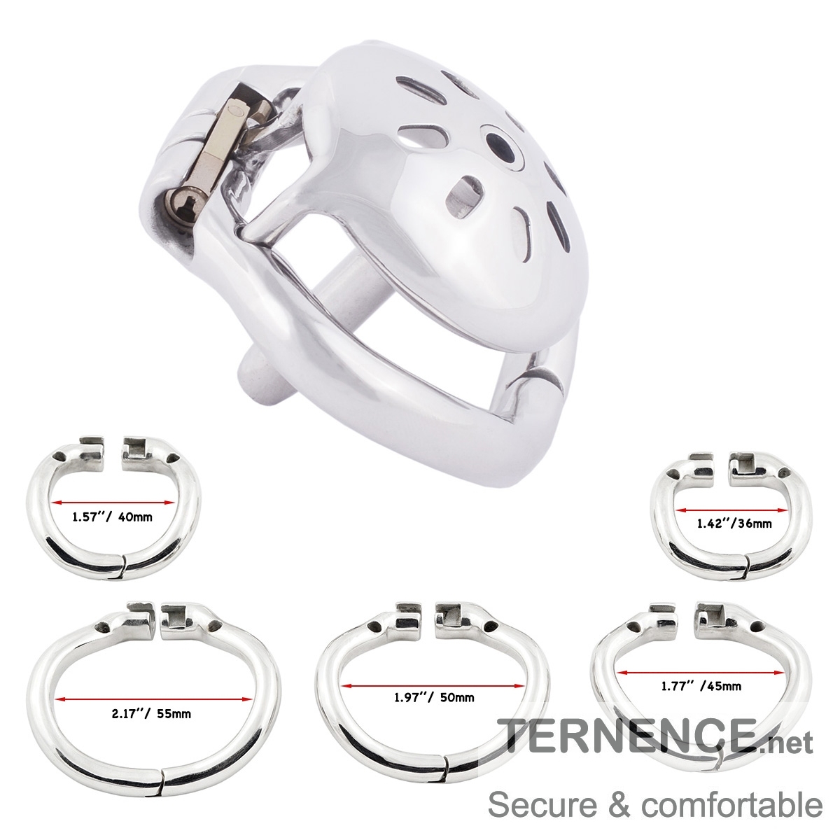 TERNENCE Mens Chastity Cages Ergonomic Design Hinged Ring Short Cage with Steel Urinary Catheter