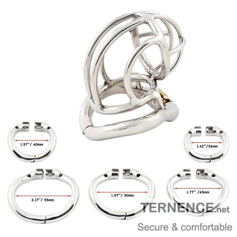 TERNENCE Chastity Device Male Cage Prevent Erection Bondage Couple Sex Lock for Hinged Ring (only cages do not include rings and locks)