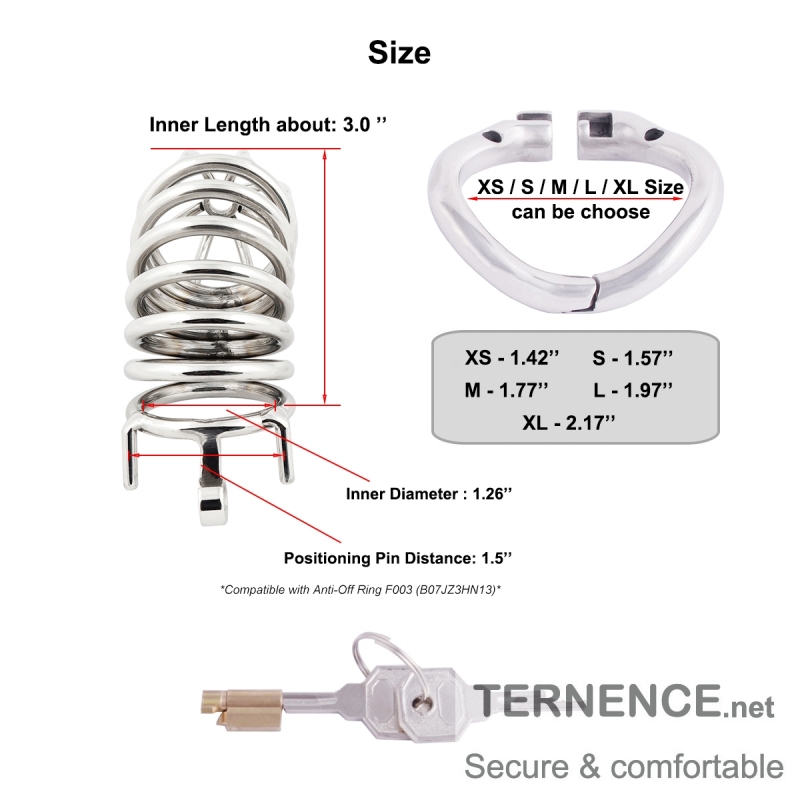 TERNENCE Chastity Device Male Cage Stainless Steel Long Section of The cage Men Chastity Lock