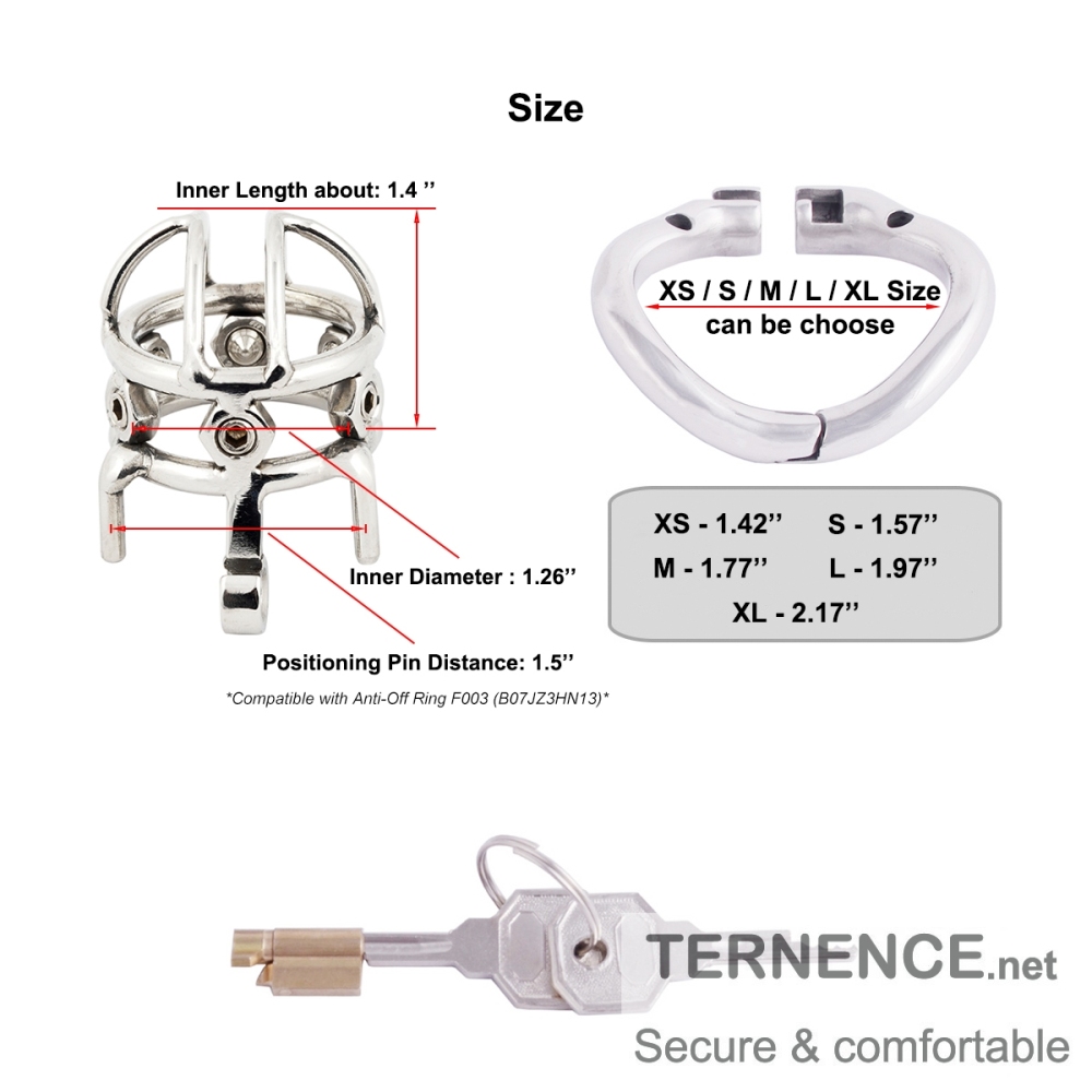 TERNENCE Male Spiked Chastity Device Stainless Steel Cock Cage Penis Ring Virginity Lock Chastity Belt