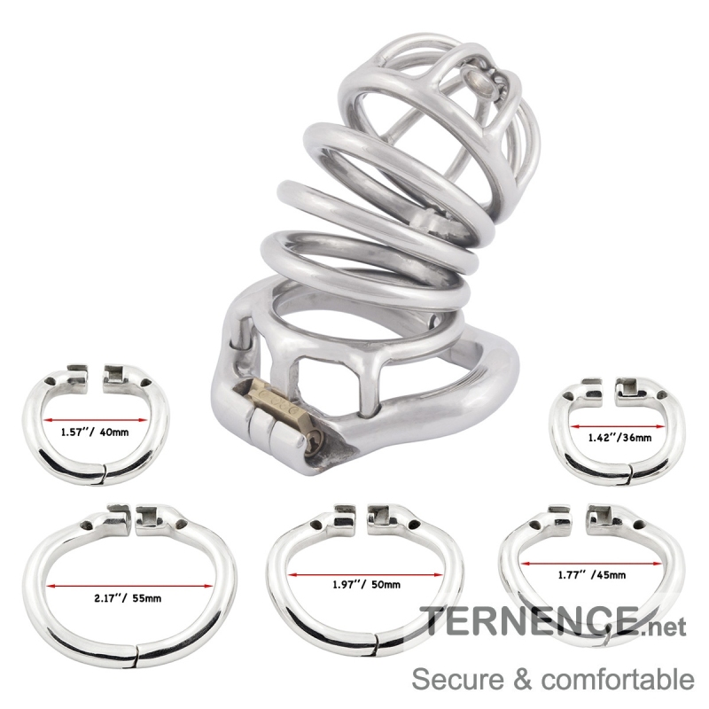 TERNENCE Comfortable Male Chastity Belt Ergonomic Design Long Cock Cage for Hinged Ring (only cages do not include rings and locks)