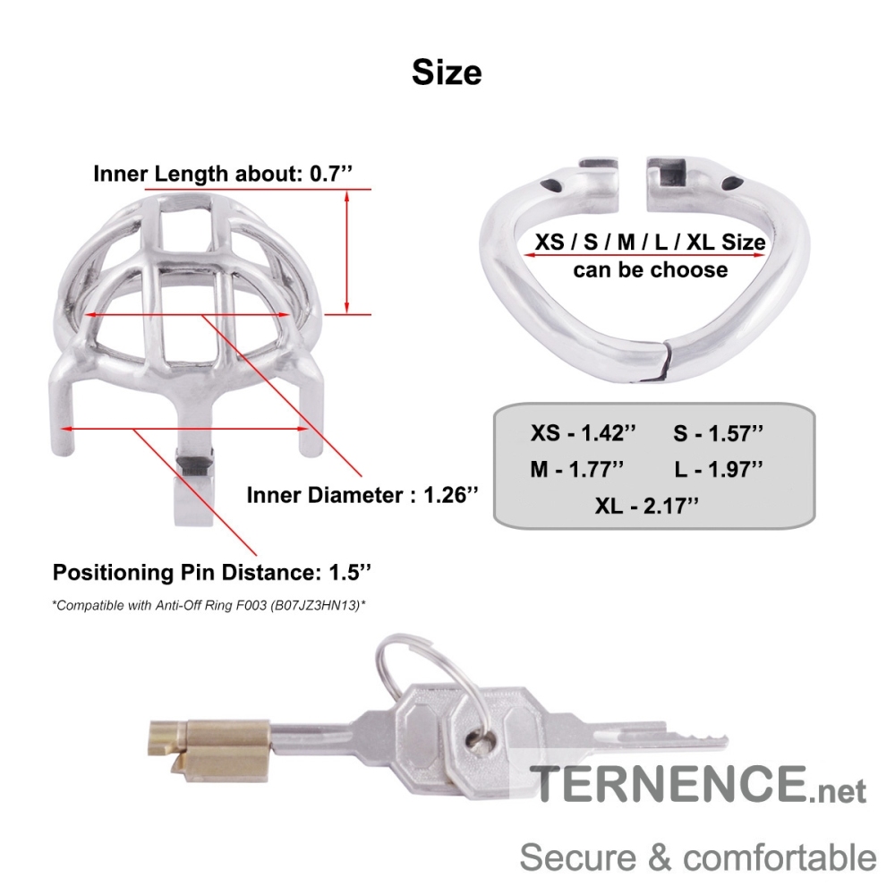 TERNENCE Chastity Cage Small Short Male Ergonomic Design Stainless Steel Cock Cage