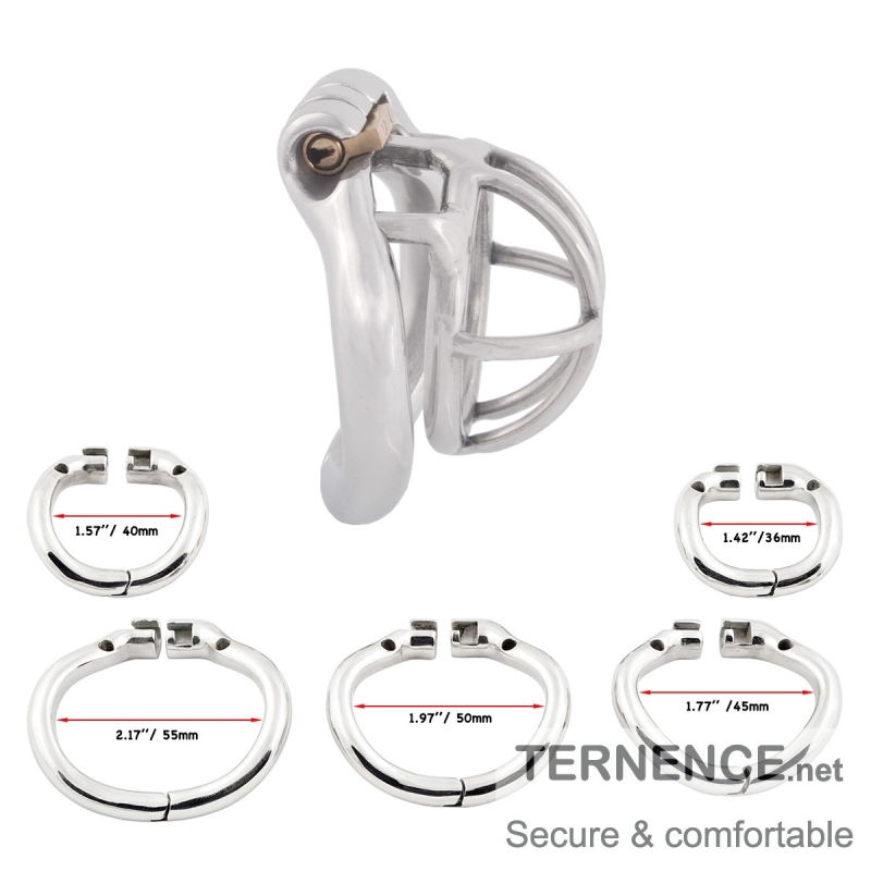 TERNENCE Super Small Stainless Steel Male Chastity Device for Hinged Ring (only cages do not include rings and locks)