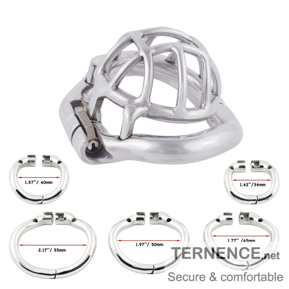 TERNENCE Chastity Cage 304 Stainless Steel short Cock Cage for Hinged Ring (only cages do not include rings and locks)