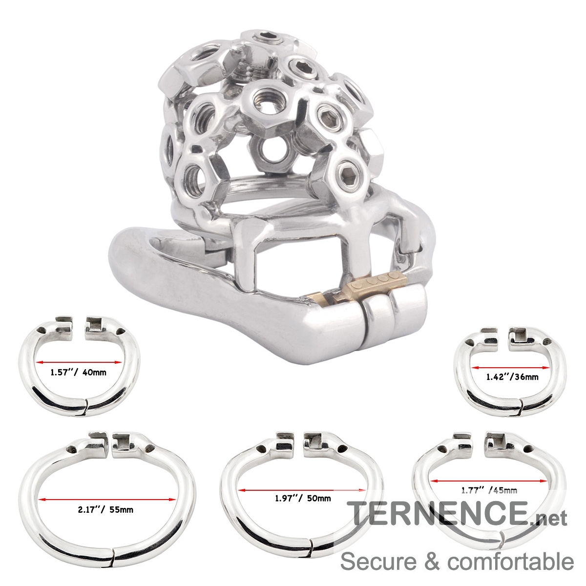 TERNENCE Ergonomic Design Stainless Steel Male Chastity Device Easy to Wear Male Cock Cage