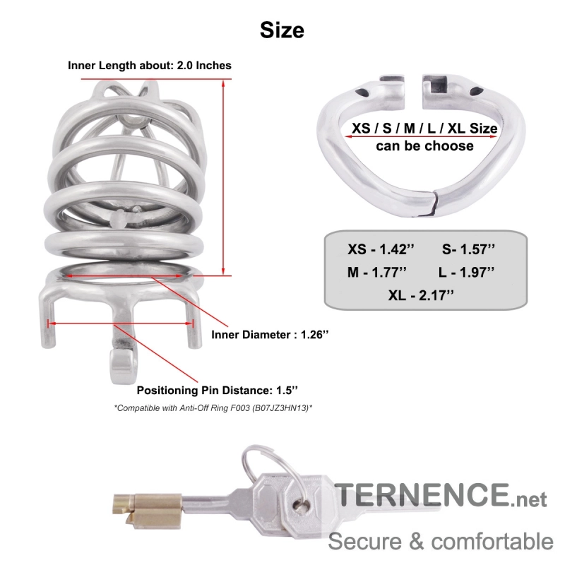 TERNENCE Comfortable Male Chastity Belt Ergonomic Design Long Cock Cage