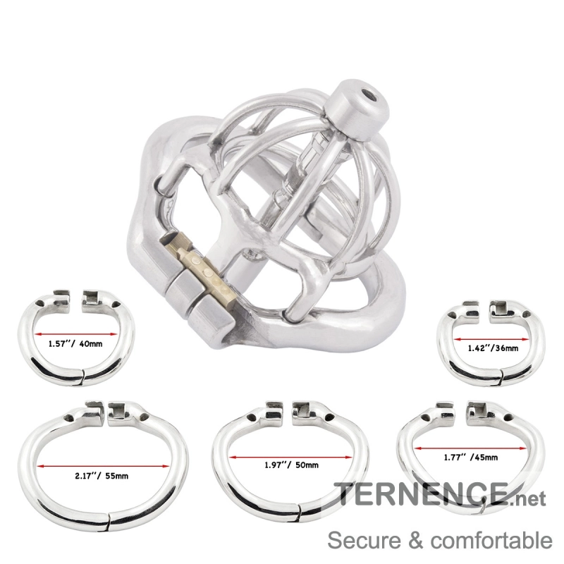 TERNENCE Chastity Locked Small Male Ergonomic Design Cock Cage with Urethral Tube