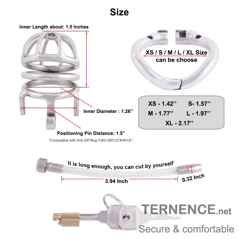 TERNENCE Male Chastity Virginity Lock Ergonomic Design Cock Cage with Catheter