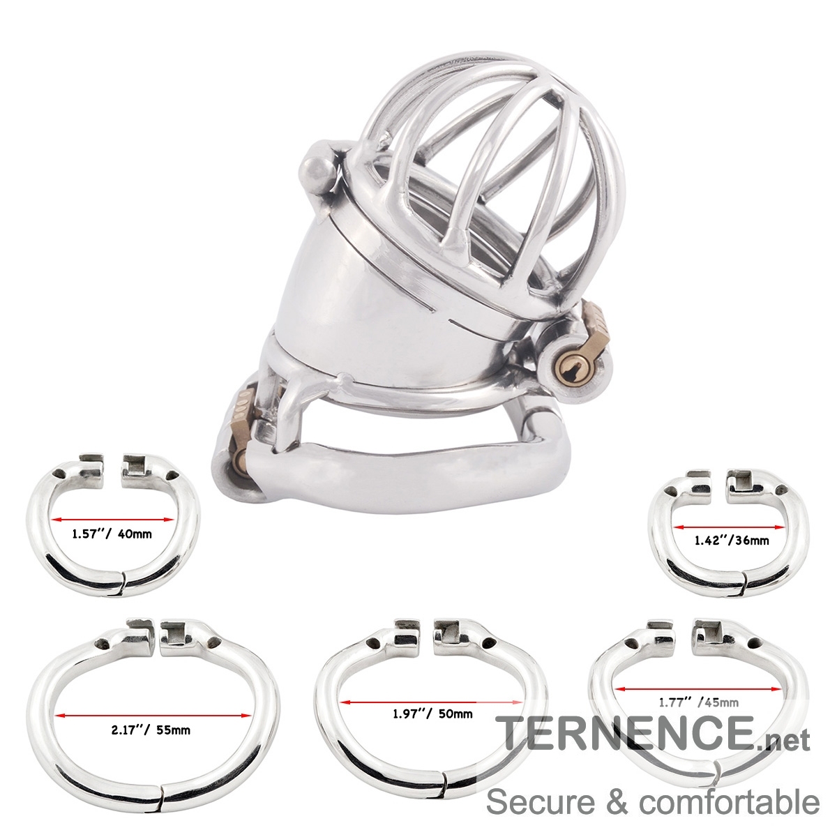 TERNENCE Ergonomic Design Chastity Device 2 Built-in Locks Male Chastity Belt Adult Game Sex Toy