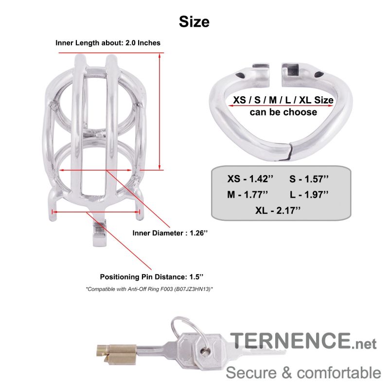 TERNENCE Ergonomic Design Chastity Device 304 Steel Stainless Easy to Wear Male Virginity Lock Chastity Belt