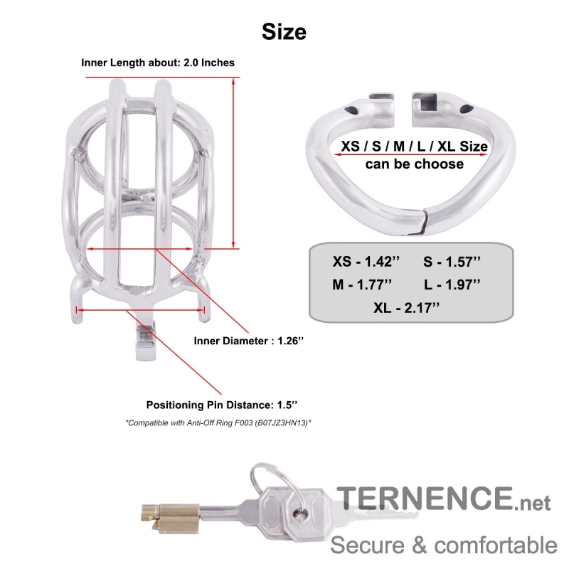 TERNENCE Ergonomic Design Chastity Device 304 Steel Stainless Easy to Wear Male Virginity Lock Chastity Belt