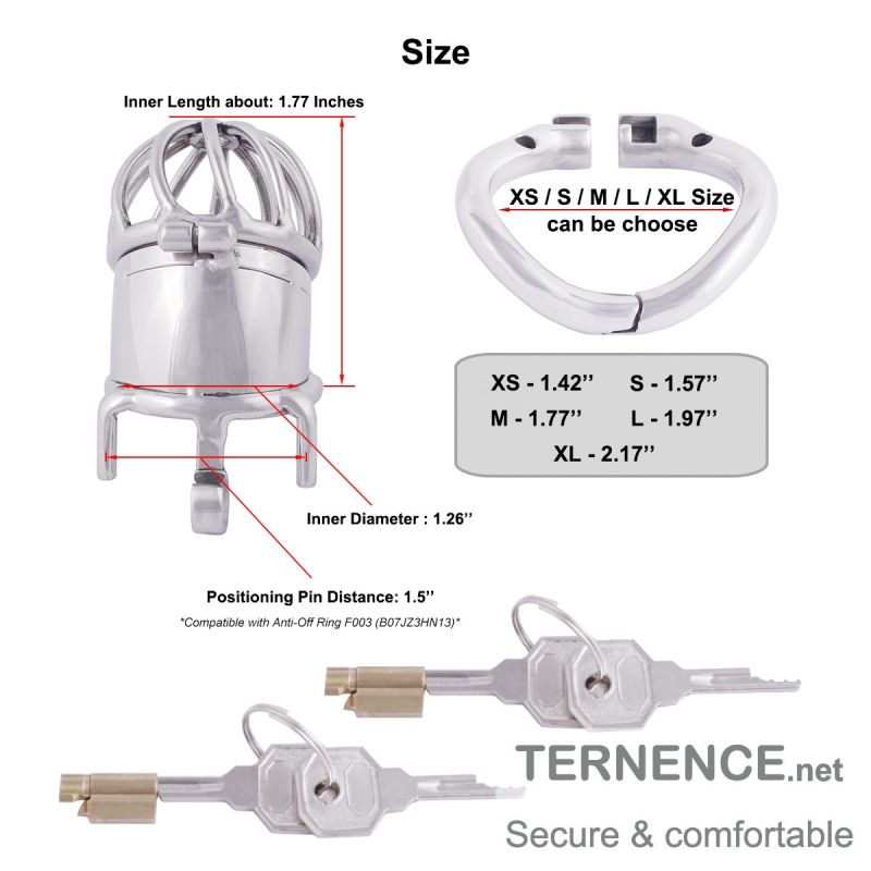 TERNENCE Ergonomic Design Chastity Device 2 Built-in Locks Male Chastity Belt Adult Game Sex Toy